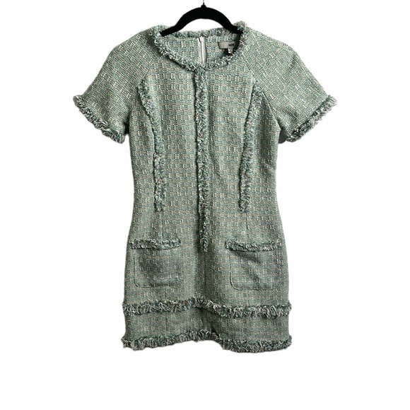 Laizo sage green mini tweed dress size medium - Picture 3 of 11